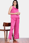 Zivame Checkered Sheen Woven Pyjama Set - Pink Yarrow — thumbnail 1